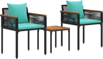 vidaXL Juego De Muebles De Exterior Negro Y Turquesa Rat&aacute;n Sint&eacute;tico Vidaxl