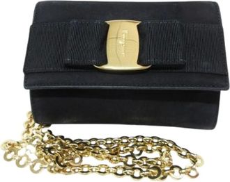 Ferragamo Pre-owned Cross Body Bags, female, Black, Size: ONE SIZE Pre-owned Suede Shoulder Bag