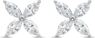 Diana M. Jewels 14kt White Gold 3.00 cts Lab Grown Marquise Diamond Flower Stud Earrings