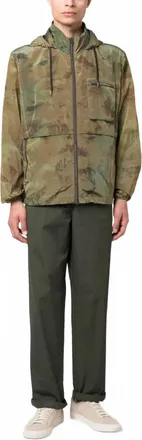 Herno Camouflage-Pattern Hooded Bomber Jacket In Green/khaki