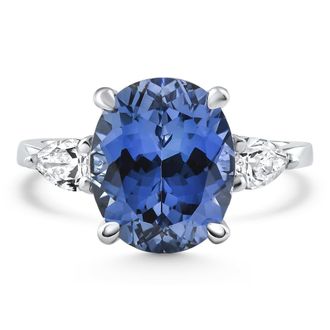 Pompeii3 4 1/3Ct Oval Tanzanite & Diamond Anniversary Engagement Ring 14k Gold Lab Grown