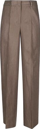 PESERICO Palazzo Lino - Dames - Wijde Broeken - Bruin - XS - Linnen - Broeken
