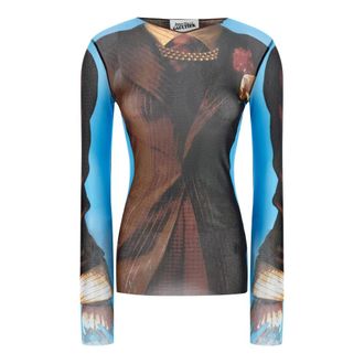 Jean Paul Gaultier Long Sleeve T-Shirts, female, Multicolor, XS, Re-edition The Tennis Suit Top