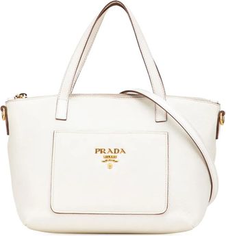 Prada Borsa tote Vitello Daino con tasca frontale 2013-2025 - Bianco