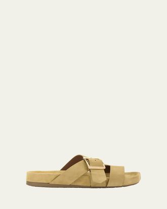 Loewe Ease Suede Buckle Slides