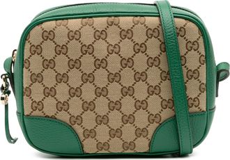 Gucci Pre-owned Womens Crossbody Bag Gg Canvas Green - Tan Textile - One Size