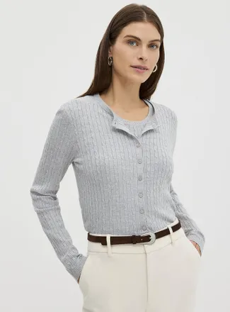 Contemporaine Womens Flowy cable-knit Cardigan Sweater