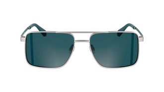 Calvin Klein Jeans Mens Sunglasses CKJ25201S - Matte Light Ruthenium with Solid Petrol Lens