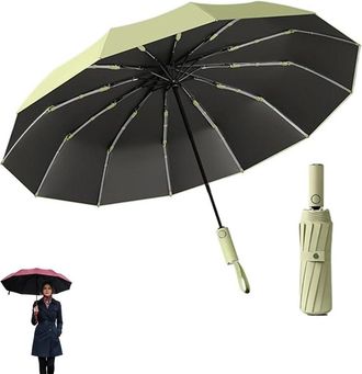 Generic Brellux Umbrella, 264-Rib Waterproof and Windproof Compact Travel Umbrella with Strong Fiberglass Frame, Automatic Folding UV-Protection Umbrellas for
