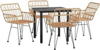 vidaXL 5 Piece Garden Dining Set Poly Rattan Vidaxl