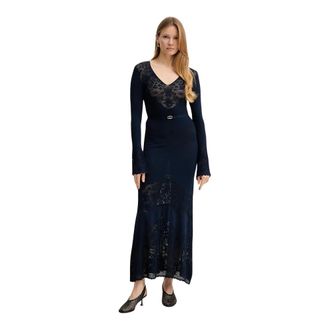 Twinset Abito Lungo in Maglia - - Dresses - Donna - Blu - S