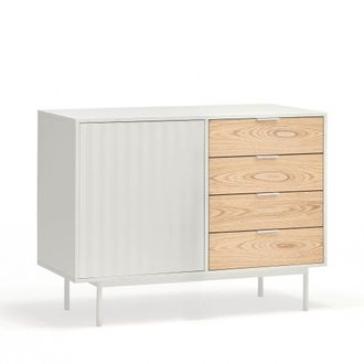 Teulat Aparador 1 puerta 4 cajones blanco y roble