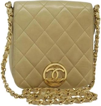Chanel Pre-owned Leather chanel-bags - Dames - Vintage Schoudertas - Beige - ONE Size - Vintage