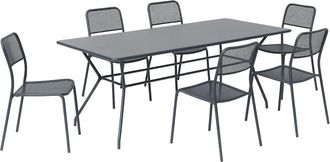 Oviala Conjunto de mesa y 6 sillas de jardín en gris antracita