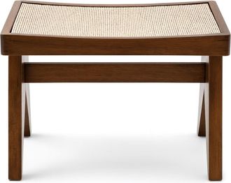 SIA D&eacute;co Taburete de roble y rat&aacute;n marr&oacute;n H43