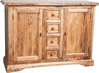Biscottini International Alacena De Estilo Country De Madera Maciza De Tilo Acabado Con Efecto Natural 135x45x92 Cm