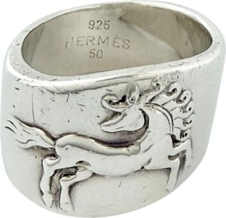 Herm&egrave;s Silver Silver 925 Band Ring (Pre-Owned)