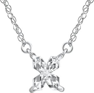 Pompeii3 Diamond X Initial Pendant 18 Necklace 14K White Gold Lab Grown