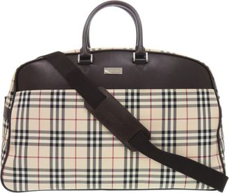 Burberry Beige Canvas Leather Boston Bag (Pre-Owned)