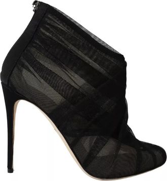 Dolce & Gabbana Black Tulle Ankle Boots Stiletto Heels Womens Shoes (Pre-Owned)
