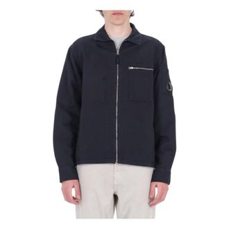 C.P. Company Lens Zip Overshirt - Heren - Zomerjassen - Blauw - XL - Katoen - Jassen
