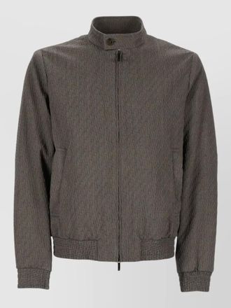 Emporio Armani stand collar textured blouson jacket