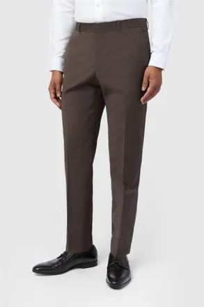 Ted Baker Mens Flat Fronted Slim Fit Suit Trousers in Chocolate - Size 40 Regular