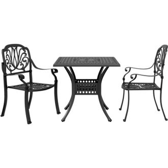 vidaXL Mesa Y Sillas De Bistr&oacute; 3 Piezas Aluminio Fundido Negro Vidaxl