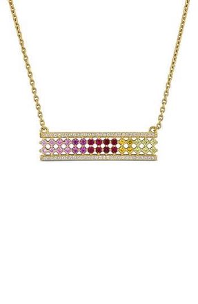 Delmar Rainbow Lab-Grown Semiprecious Stone Bar Pendant Necklace in Red Multi at Nordstrom Rack