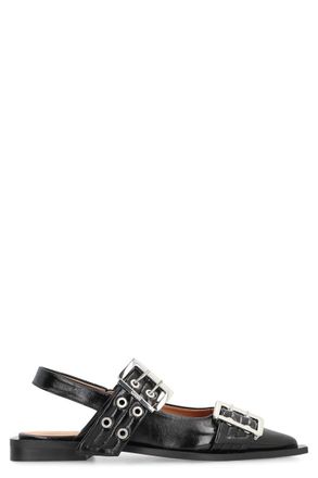 Ganni Feminine Buckle Faux Leather Slingback Pumps