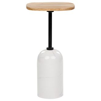 Beliani Mesa Auxiliar Redonda De Estilo Moderno Con Tapa De Madera Y Base De Metal En Color Madera Clara Y Blanco Oasis