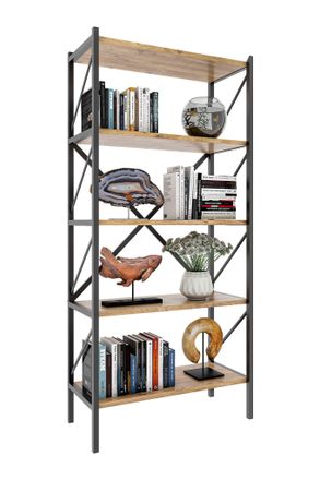 ebuy24 Ebuy24 - Vcm Madera Metal Almacenamiento Estante Estante Decoraci&oacute;n Libros Estante Estante Insasi 5 (roble De Miel)