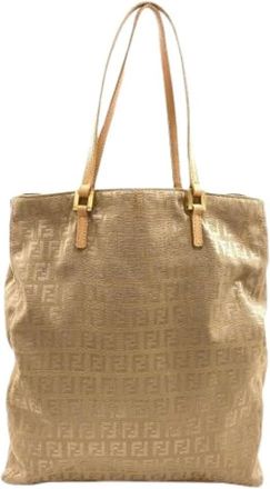 Fendi Pre-owned Tote Bags, female, Brown, Size: ONE SIZE Pre-owned Vintage Canvas Tote Bag