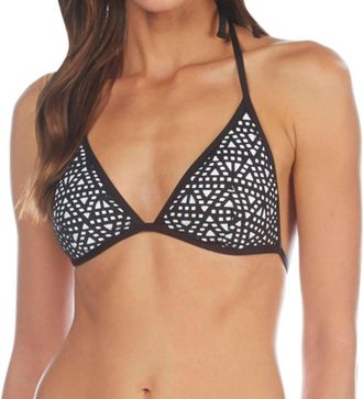 Kenneth Cole Laser Cut Above Triangle Bikini Top In Black White