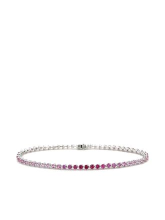 Lisa Nik 18K white gold sapphire Ombre bracelet - women - Pink Sapphire/18kt White Gold - One Size - Silver