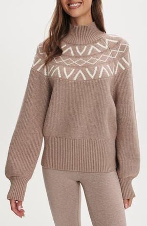 Varley Marcie Fair Isle Mock Neck Sweater in Light Taupe Marl at Nordstrom Rack, Size X-Large