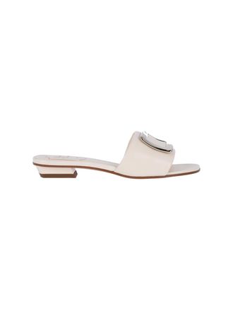 Roger Vivier White Lambskin Belle Vivier Sandals