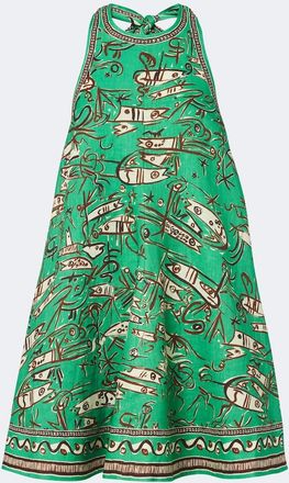 Alemais Al&eacute;mais Fish Sticks printed linen minidress