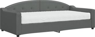 vidaXL Sof&aacute; Cama Con Colch&oacute;n Tela Gris Oscuro 90x200 Cm Vidaxl