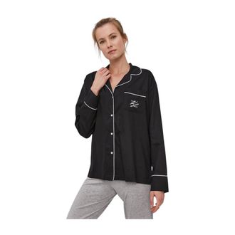 Karl Lagerfeld Nachtkleding, Dames, Zwart, S, Katoen, Pyjama Shirt