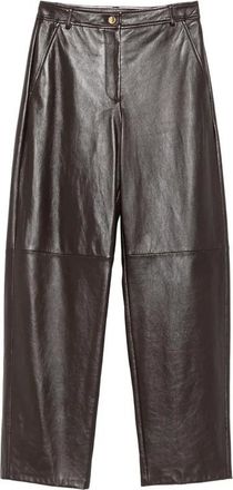 Max Mara Leather Pant - female - Max Mara Studio - Leather Trousers - Brown - XS - Trousers