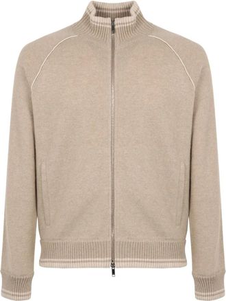 Slowear zip high-neck cardigan - men - Virgin Wool/Cashmere - 50 - Neutrals