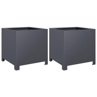 Berkfield Home Garden Planters 2 pcs Anthracite 40x40x40 cm Steel in Black | Size: 40 x 40 x 40 cm
