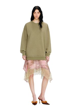 Diesel Sweatshirt dress with chiffon and lace skirt - Dresses - Woman