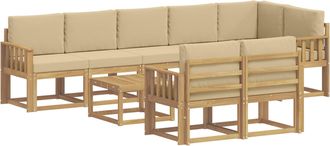 vidaXL Conjunto De Sof&aacute;s De Exterior 9 Uds. Y Beige Poli&eacute;ster Vidaxl