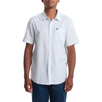 Volcom Bankstone II Short Sleeve Button-Up Shirt in Light Blue at Nordstrom, Size X-Large