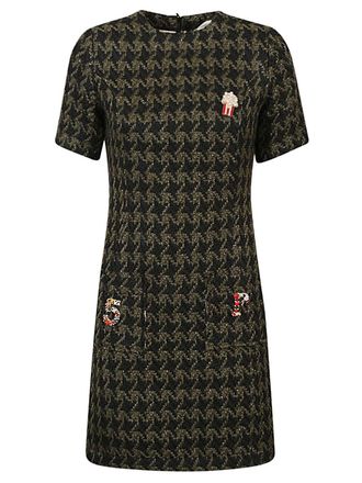 5 Progress Womens Houndstooth Wool Blend Short Dress