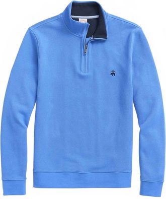 Brooks Brothers Mens Sueded Jersey Half-Zip Pullover In Blue