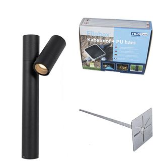 QAZQA Qazqa Moderno L&aacute;mpara De Pie Para Exteriores Negra 50 Cm Regulable - Duo Aluminio /vidrio Alargada Adecuado Para Led Max. 1 X 35 Watt
