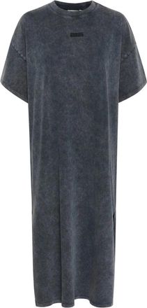 Gestuz Donkergrijze Gewassen Oversized Jurk - Dames - Casual kleedjes - Grijs - M - Katoen - Kleedjes